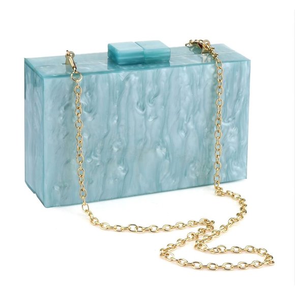 Mother of Pearl Acrylic Box Clutch, Marble Clutch Bag, Acrylic Clutch Bag - Picture 9 of 10